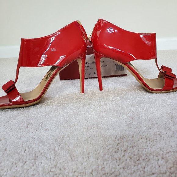Salvatore Ferragamo Red Patent Leather Pellas Ankle Sandals (Size 9.5) - Picture 4 of 6